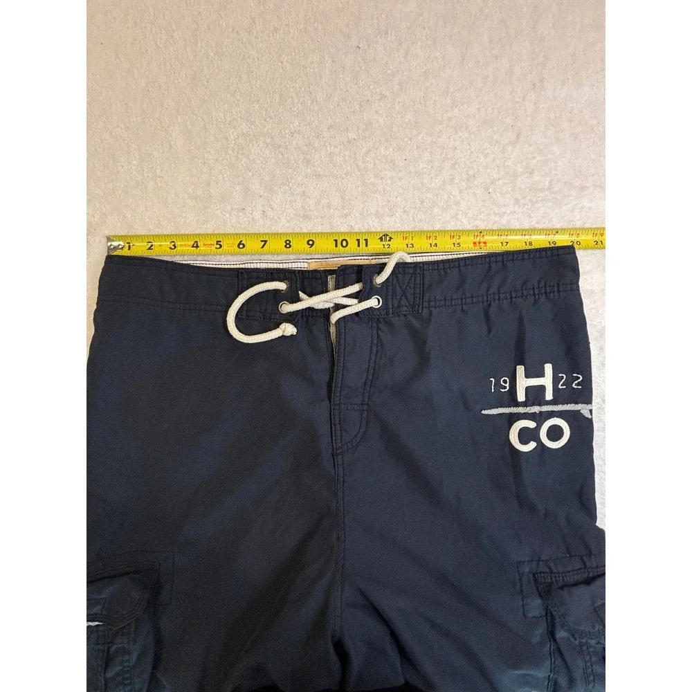Hollister Mens Cargo Board Shorts Navy Blue Mesh Lined Swim Trunks Size L 1922‎